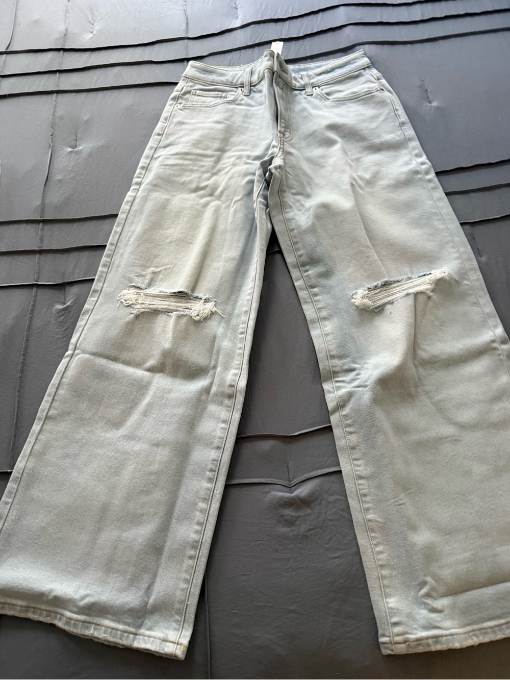 PINK Victoria's Secret Light Blue Wide-Leg Ripped Jeans